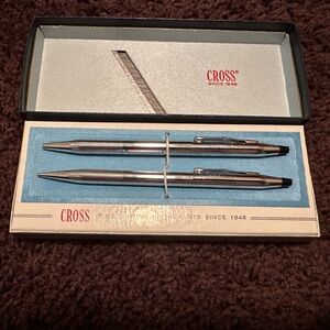 Vintage CROSS Chrome 3501 Pen & Pencil Set in Original Box